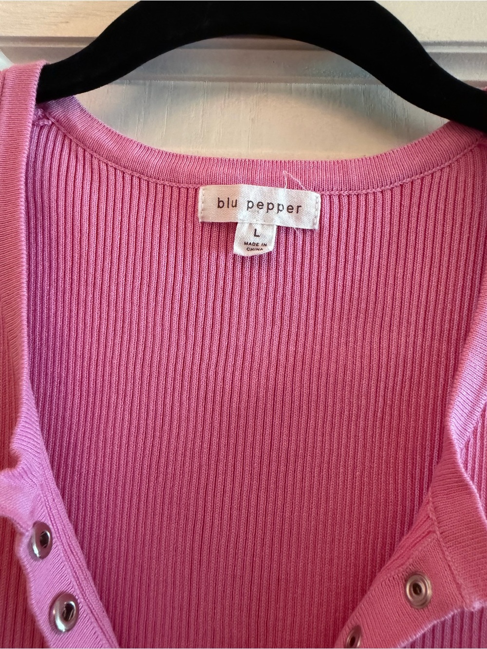 Blu Pepper Pink Ribbed Snap-Button Tank Top - Picture 2 of 3